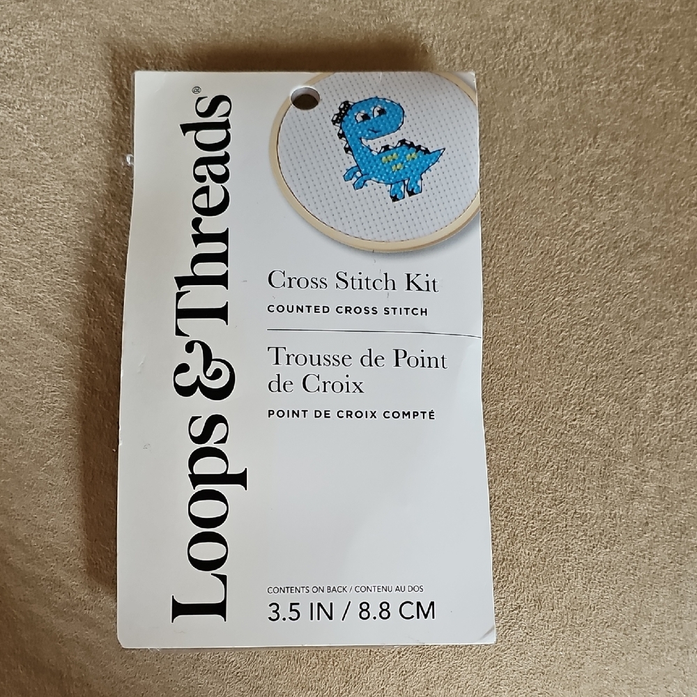 Loops & Threads Dinosaur Cross Stitch Kit - Blue